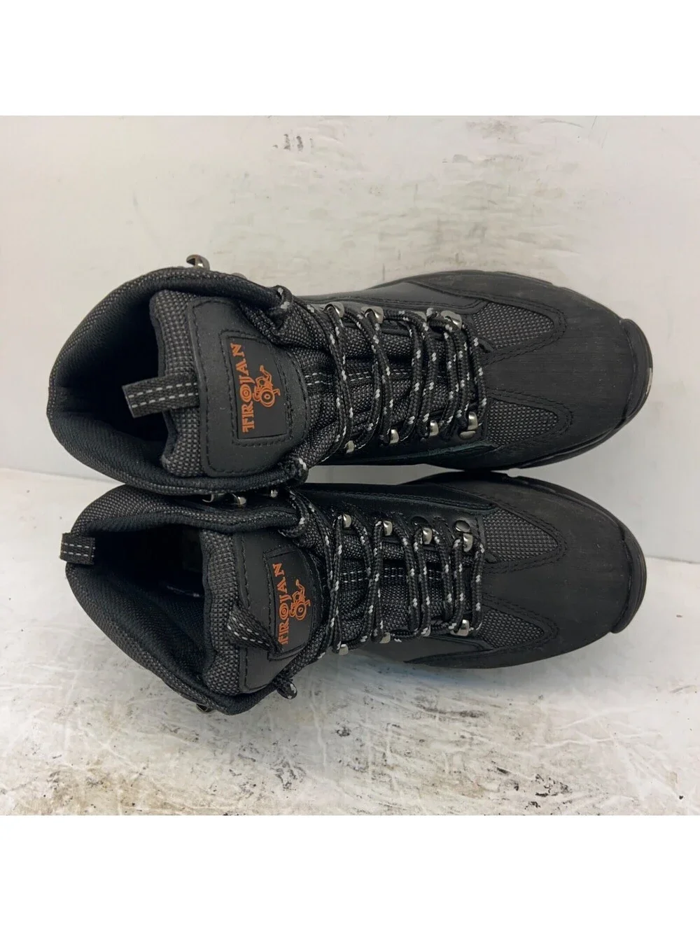 Trojan Men's Mid-Cut Safety Toe Plate Lace-Up WP Work Boots P9826 Black Size 8M